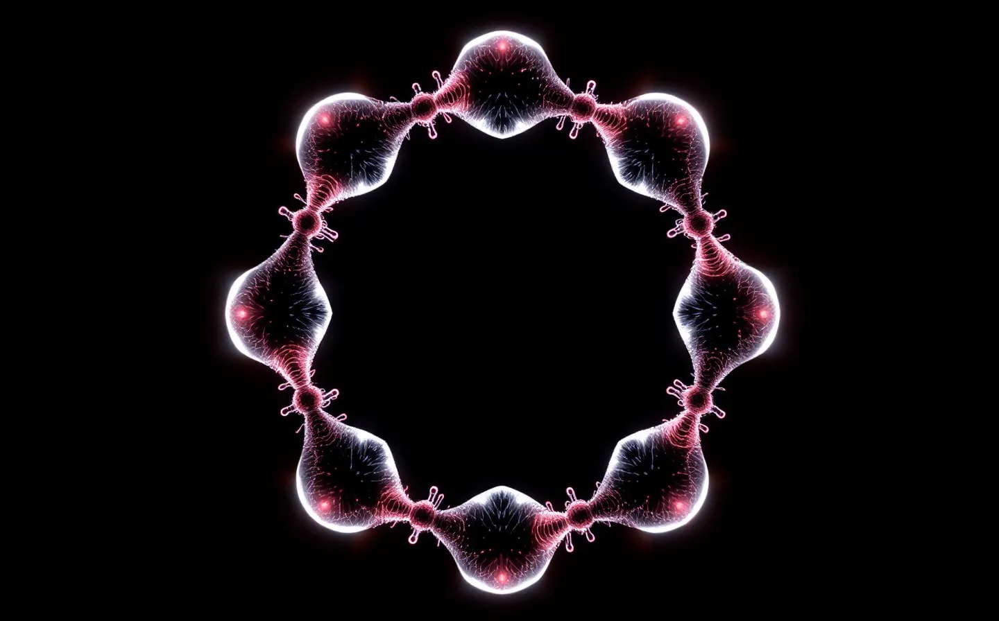 Noir line illustration of an abstract cyclic heptapeptide ring with a lactam bridge